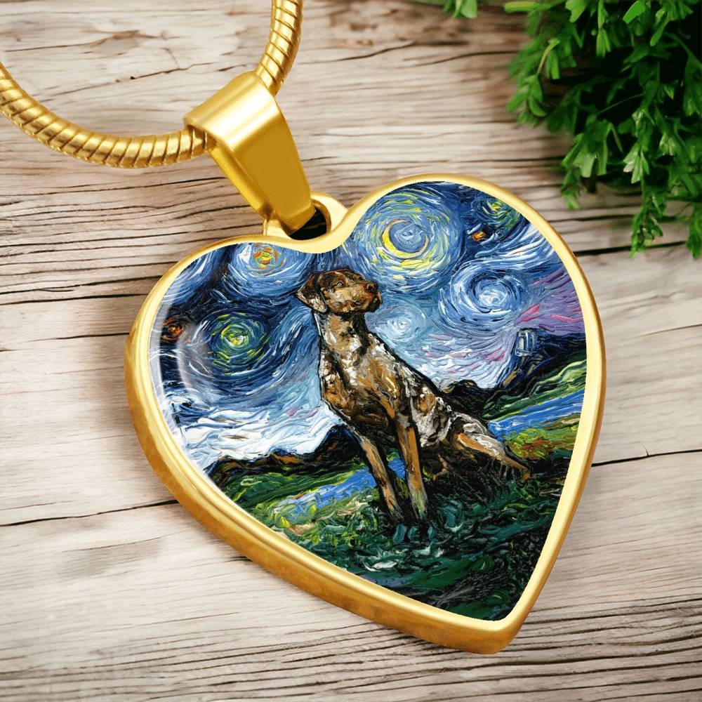 Catahoula Starry Night Heart Necklace