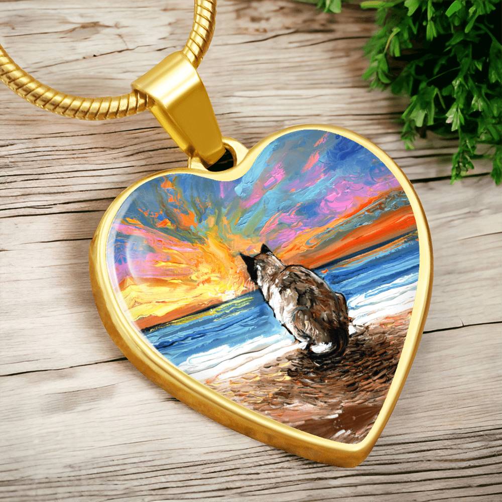Beach Days - Snowshoe Cat Heart Necklace