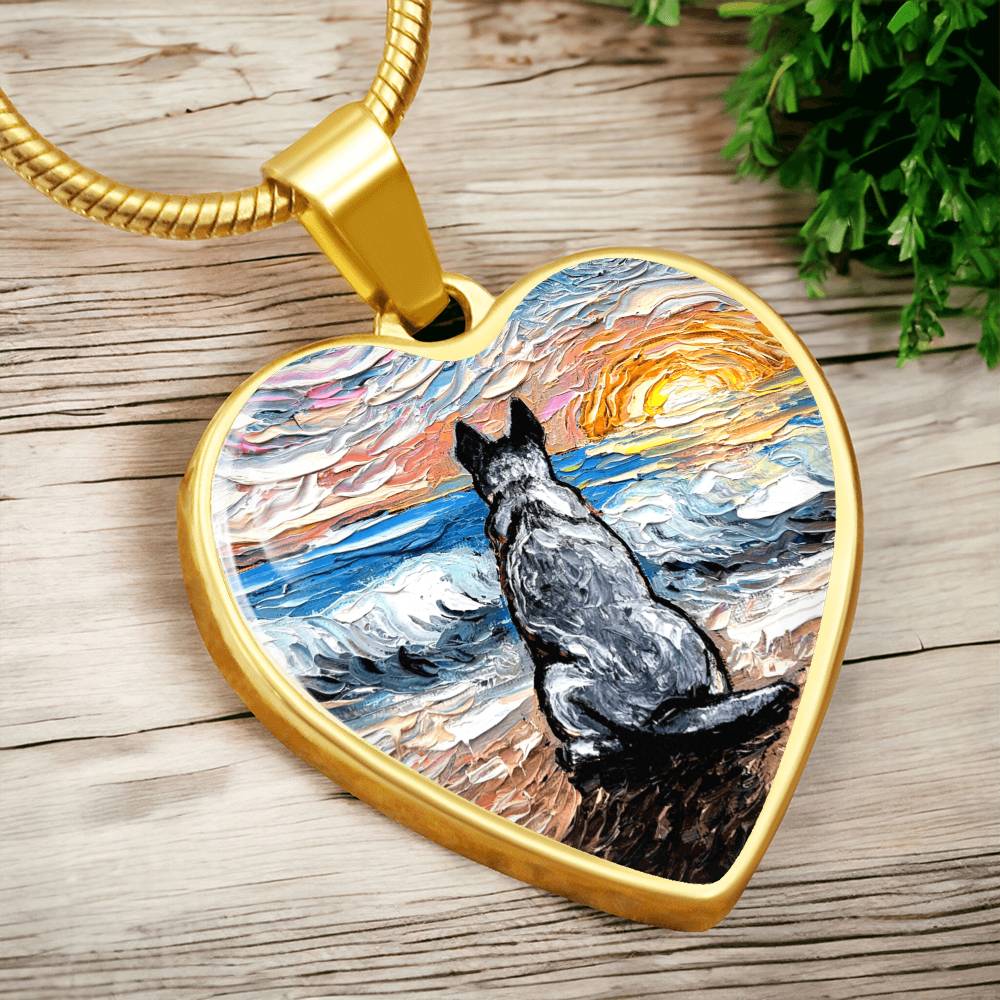 Beach Days - Blue Heeler Heart Necklace