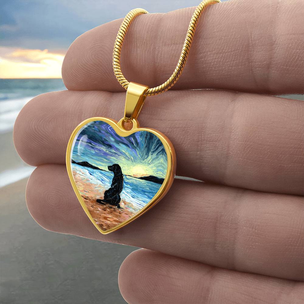 Beach Days - Black Labrador Heart Necklace