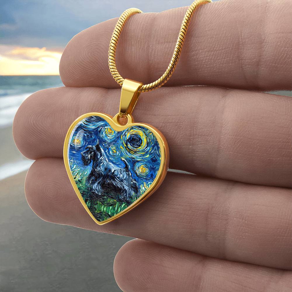 Scottish Terrier Starry Night Heart Necklace