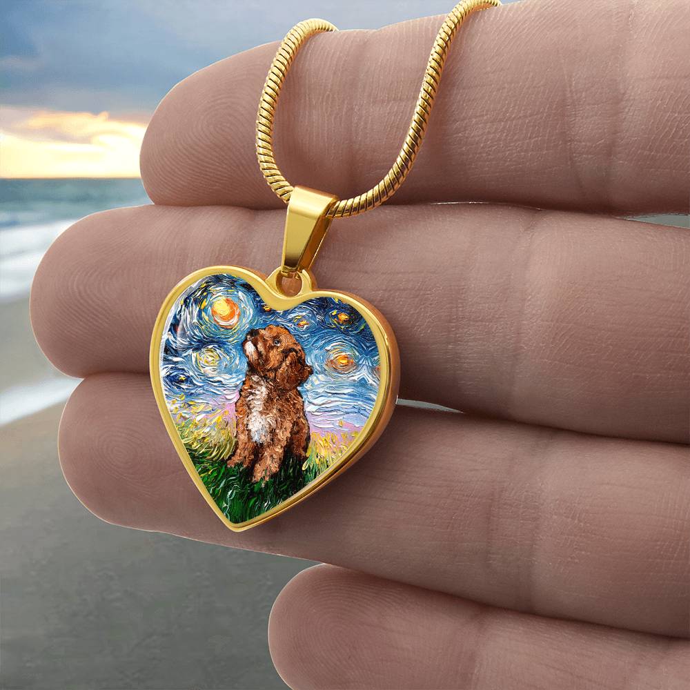Cavapoo Starry Night Heart Necklace
