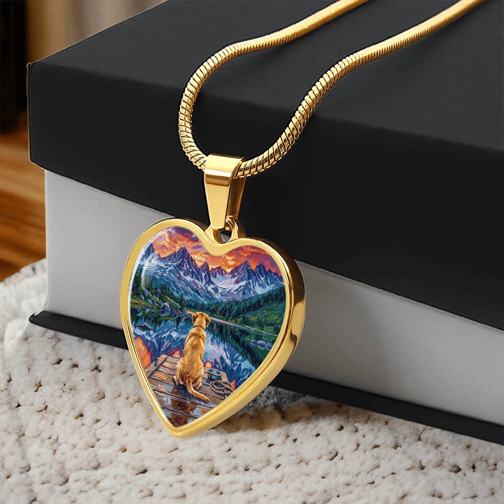 On The Dock - Yellow Labrador Heart Necklace