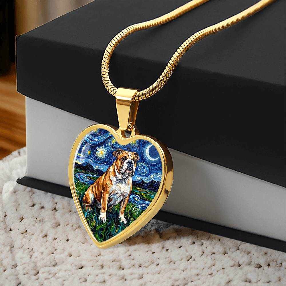 Bulldog Night Heart Necklace