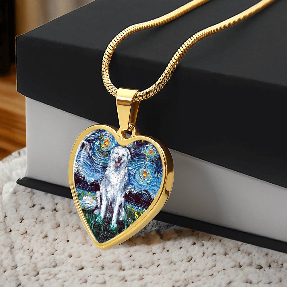 Great Pyrenees Starry Night Heart Necklace
