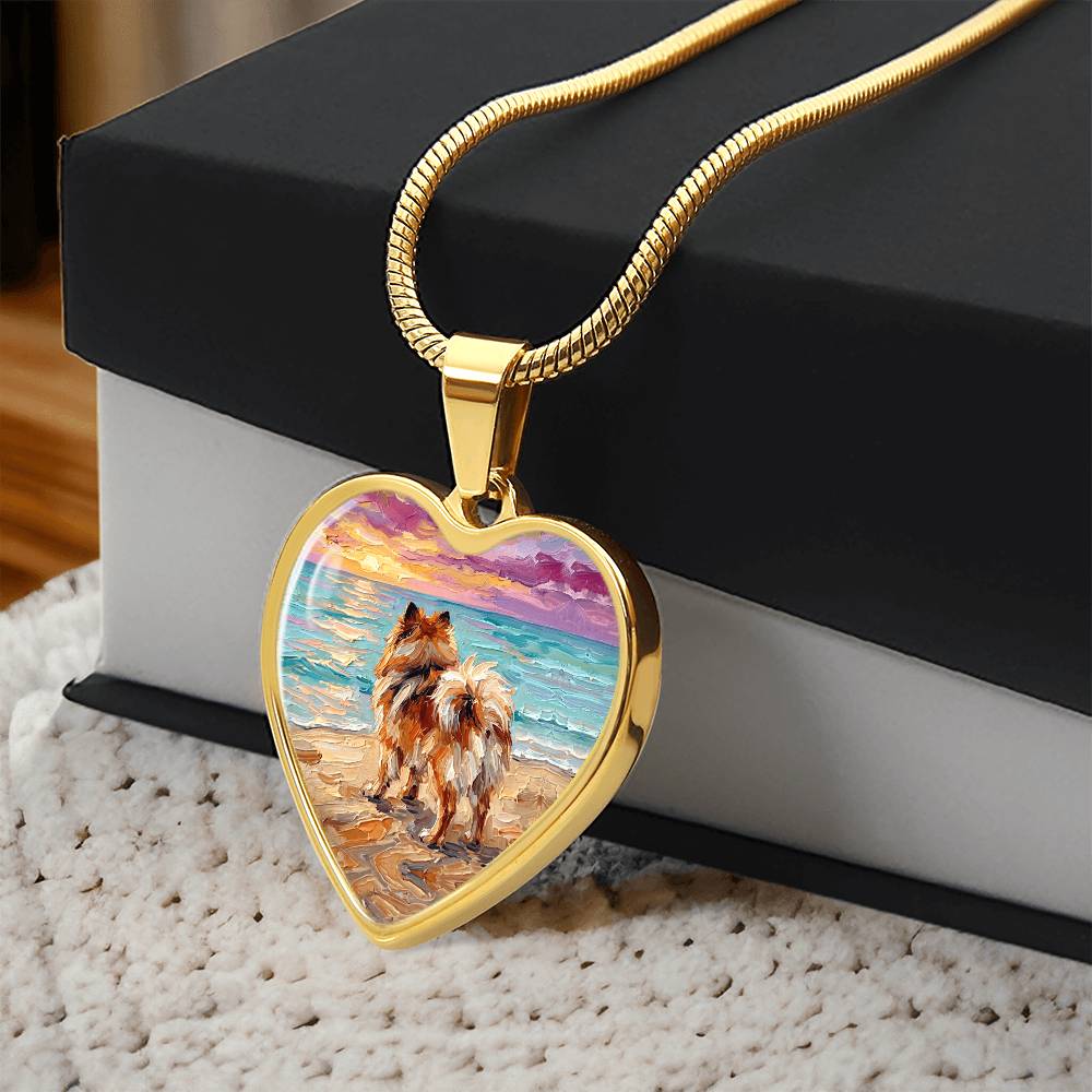 Summer Sunset - Pomeranian Heart Necklace