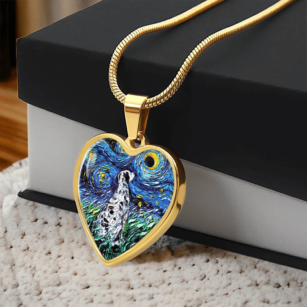 Dalmatian Starry Night Heart Necklace