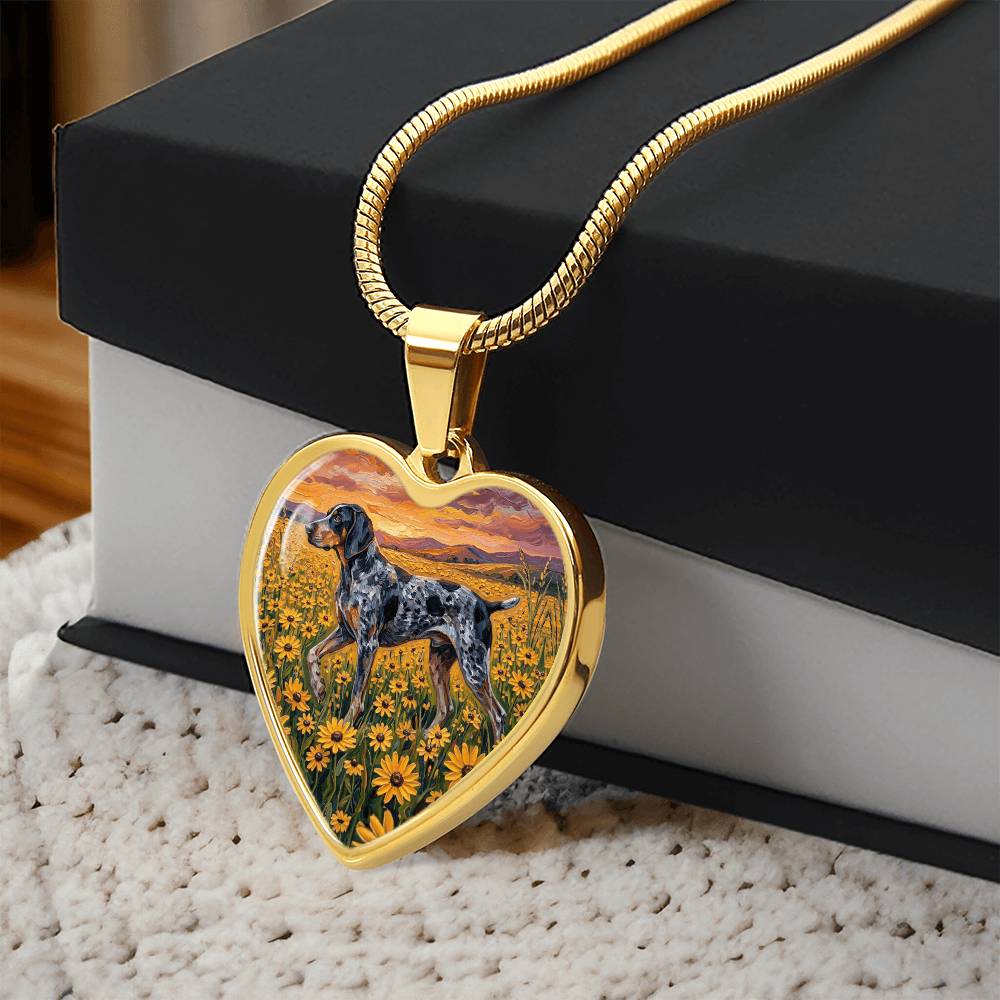 Amongst The Flowers - Blue Tick Coonhound Heart Necklace