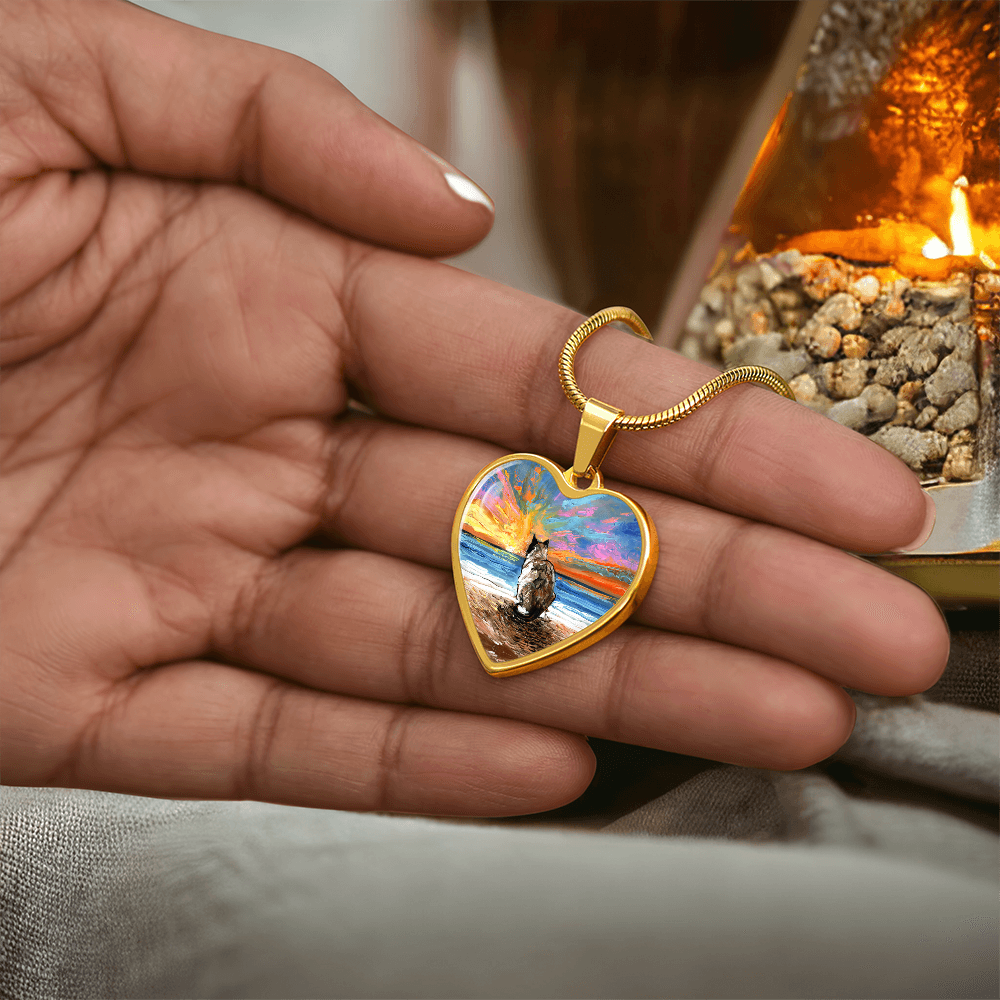 Beach Days - Snowshoe Cat Heart Necklace