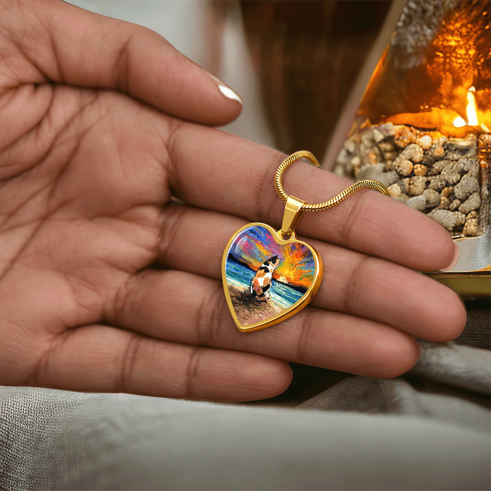 Beach Days - Calico Cat Heart Necklace