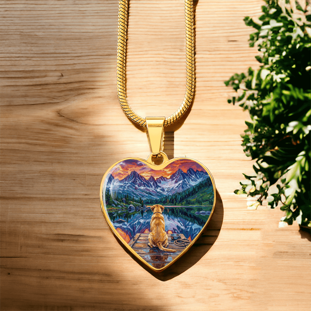On The Dock - Yellow Labrador Heart Necklace