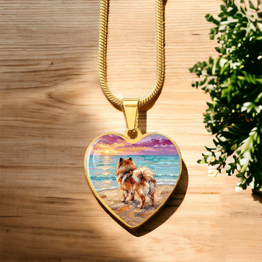 Summer Sunset - Pomeranian Heart Necklace