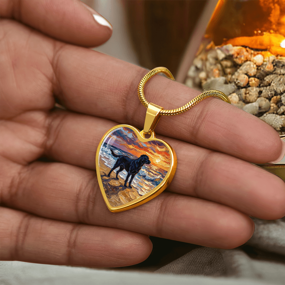 Summer Sunset - Black Labrador Heart Necklace