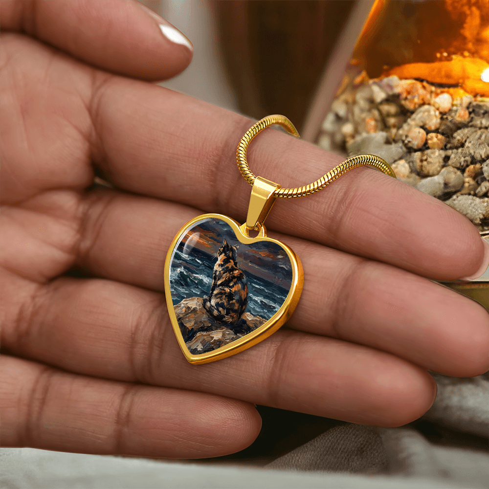 Beach Night - Tortie Heart Necklace