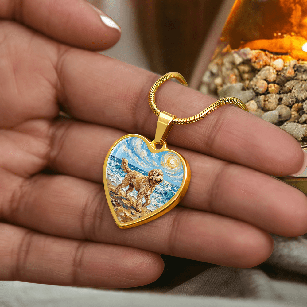 Beach Day - Goldendoodle Heart Necklace