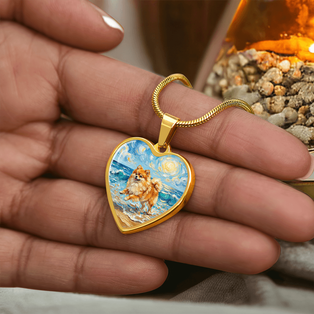 Beach Day - Pomeranian Heart Necklace