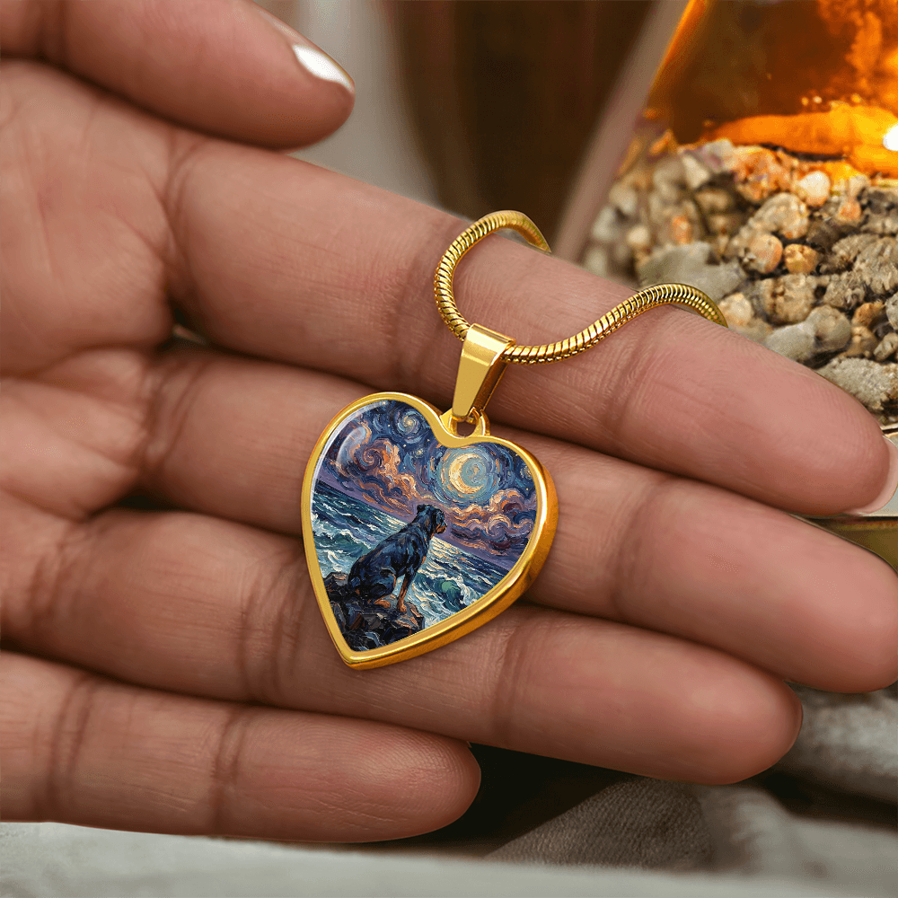 Beach Night - Rottweiler Heart Necklace
