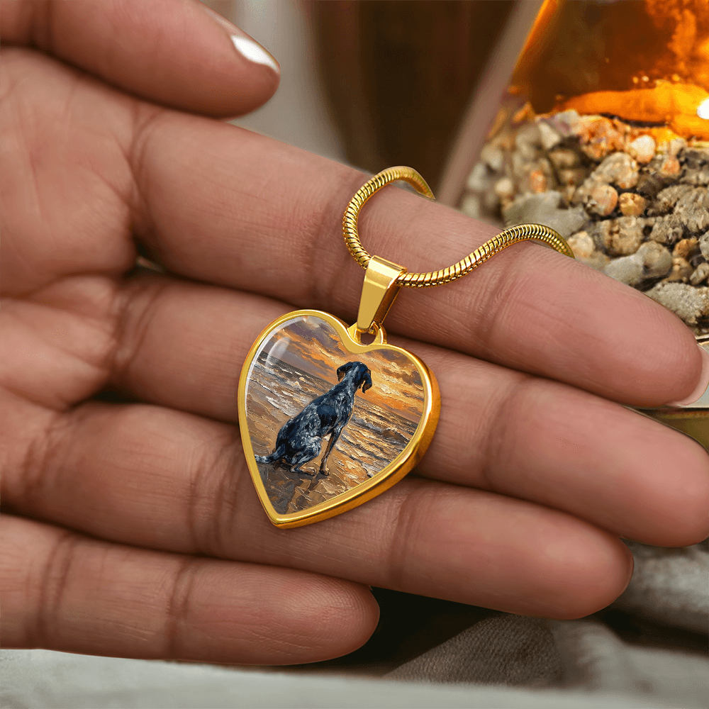 Beach Days - Blue Tick Coonhound Heart Necklace