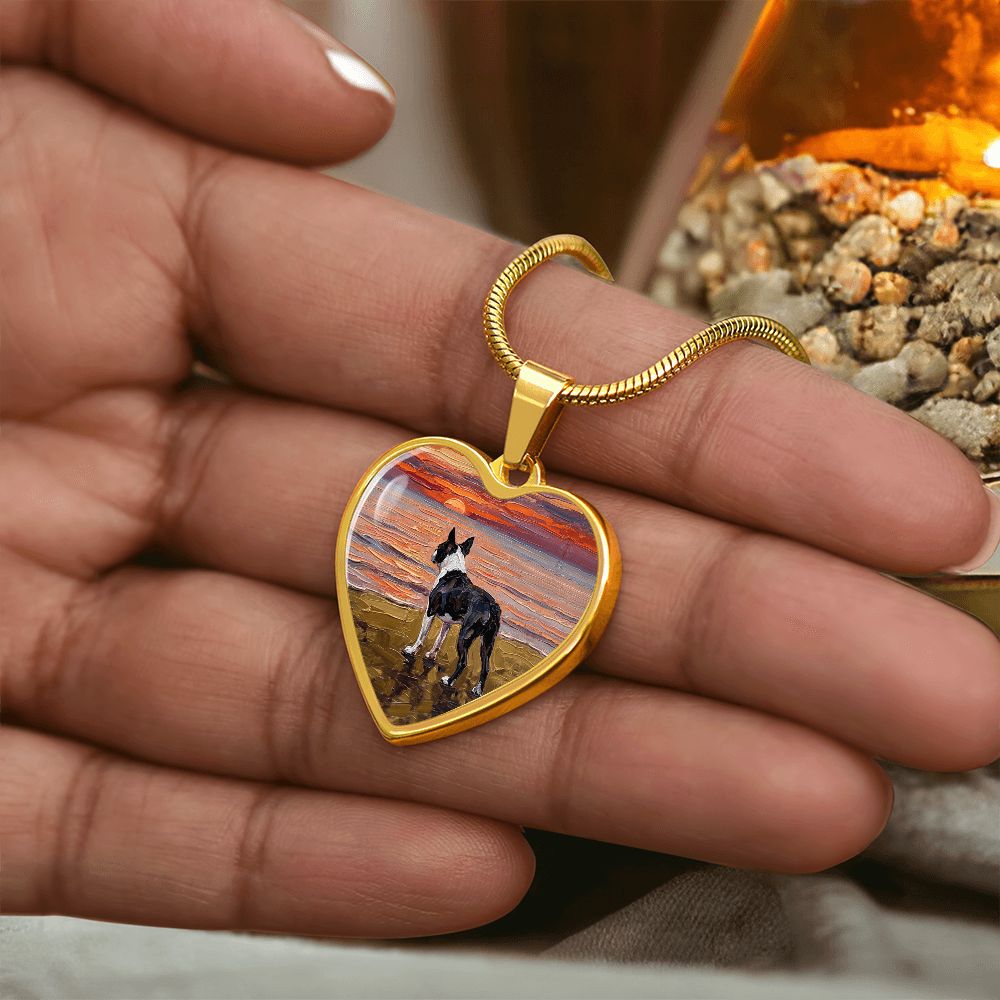 Beach Night - Boston Terrier Heart Necklace