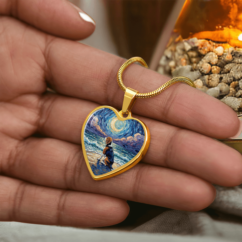 Beach Night - Beagle Heart Necklace