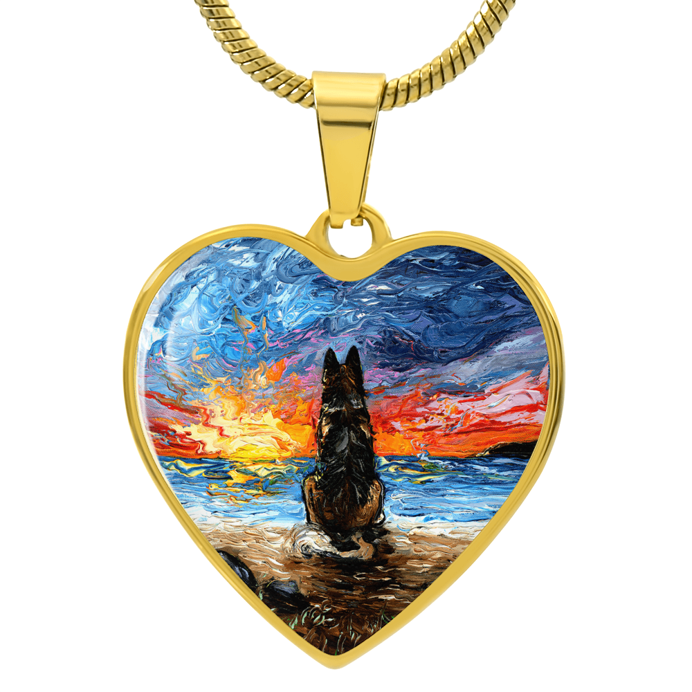 Beach Days - German Shepherd Heart Necklace
