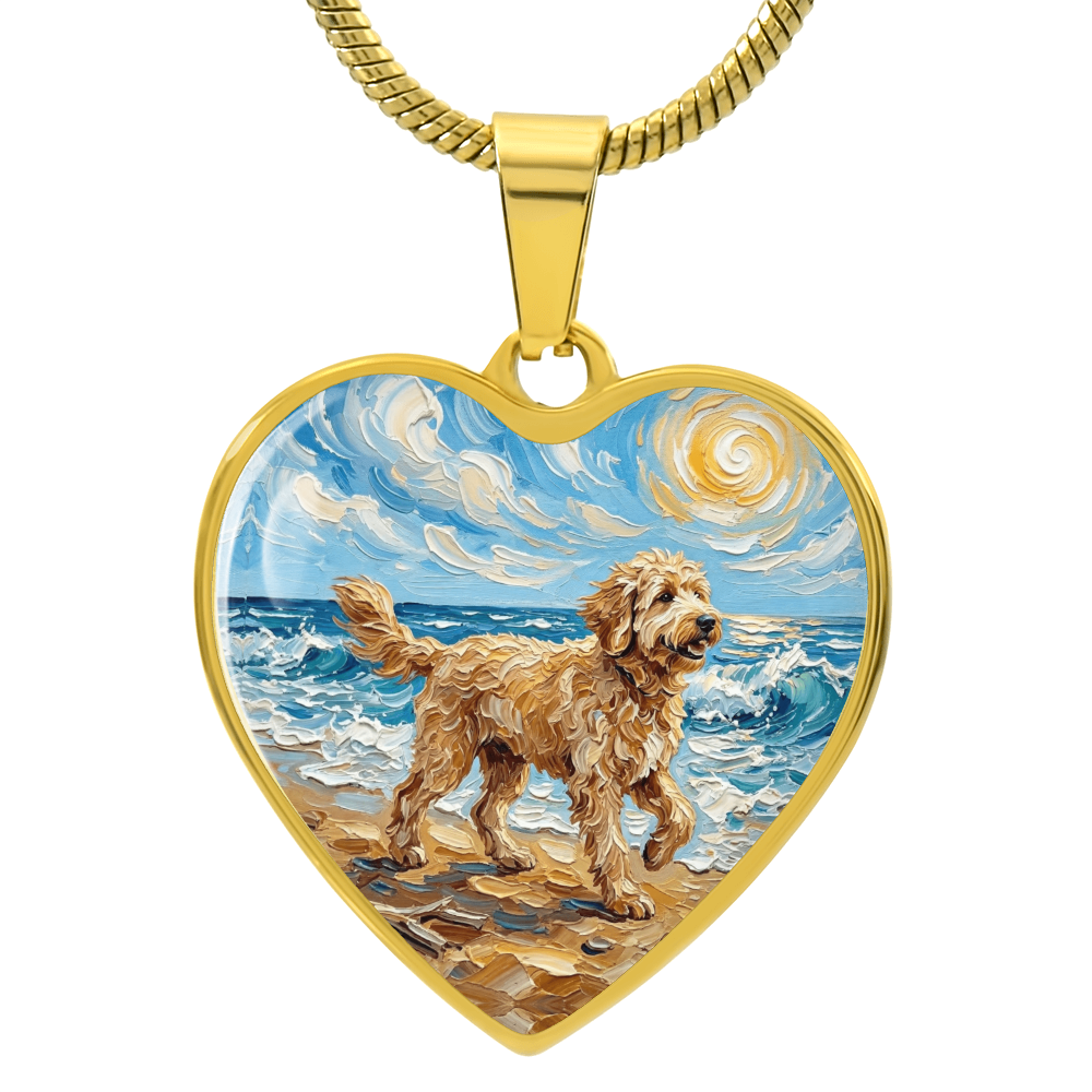 Beach Day - Goldendoodle Heart Necklace