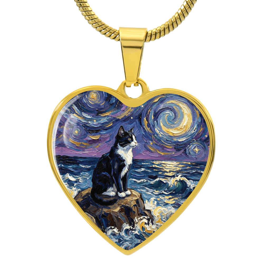 Beach Night - Tuxedo Cat Heart