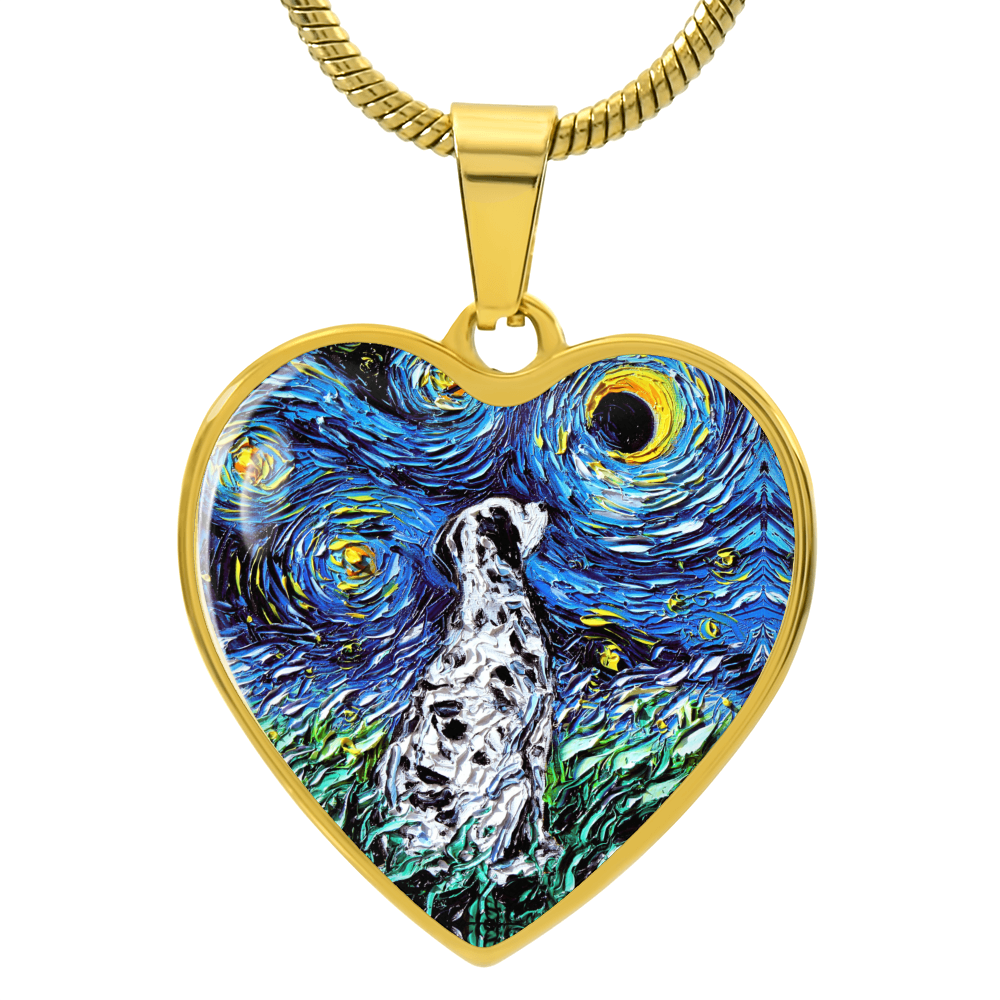 Dalmatian Starry Night Heart Necklace