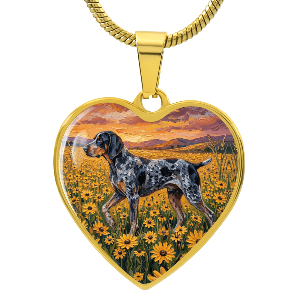 Amongst The Flowers - Blue Tick Coonhound Heart Necklace