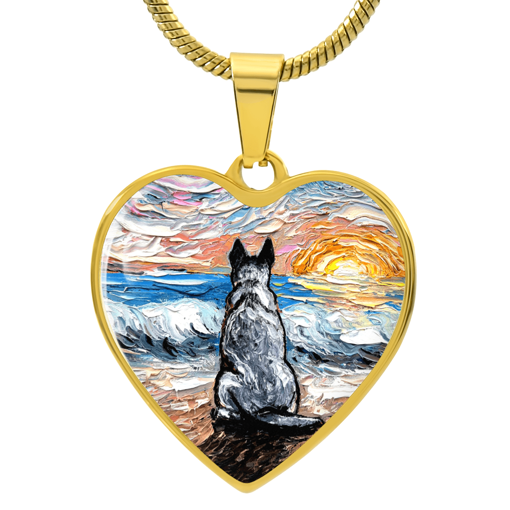 Beach Days - Blue Heeler Heart Necklace