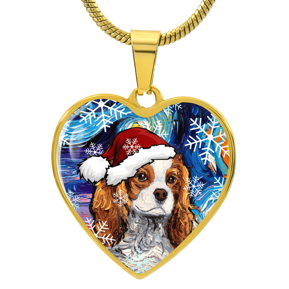 Santa Blenheim Spaniel Heart Necklace