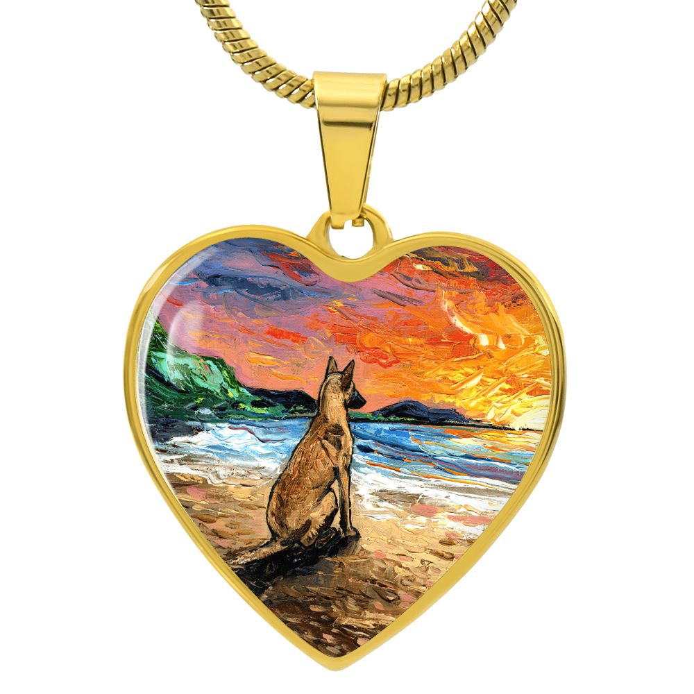 Beach Days - Belgian Malinois Heart Necklace