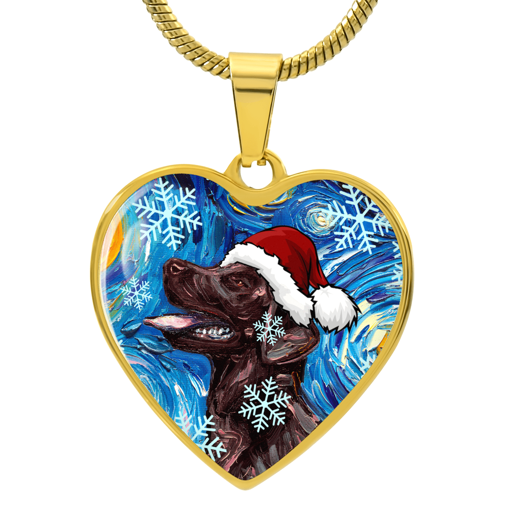 Chocolate Labrador Christmas Necklace