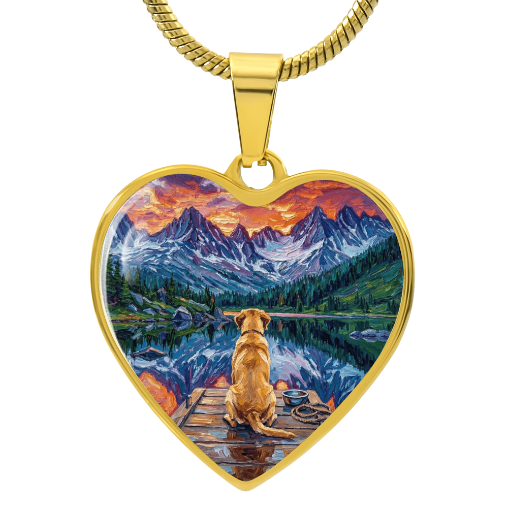 On The Dock - Yellow Labrador Heart Necklace