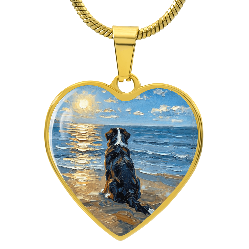 Beach Day - Bernese Mountain Dog Heart Necklace