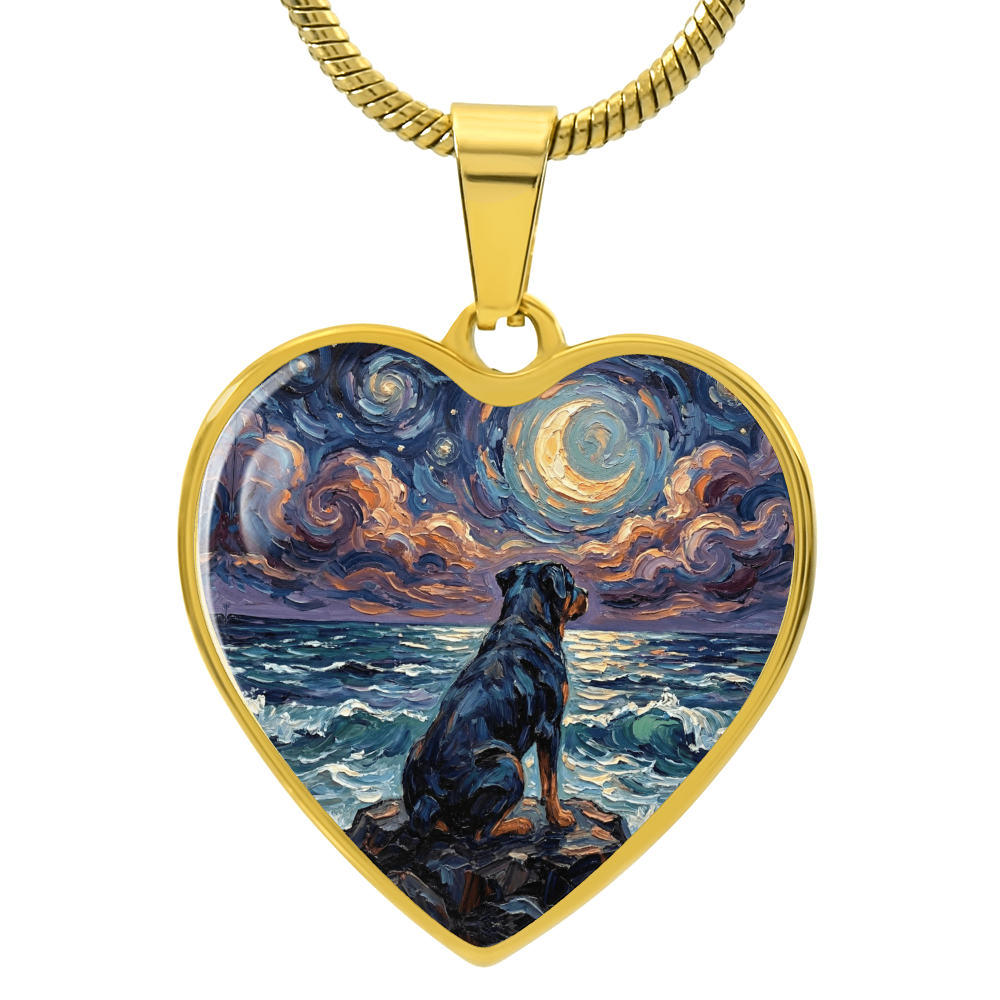 Beach Night - Rottweiler Heart Necklace