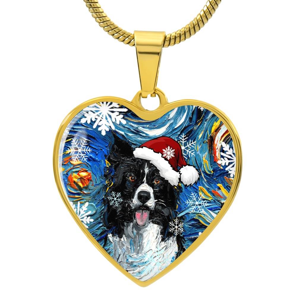 Border Collie Christmas Necklace