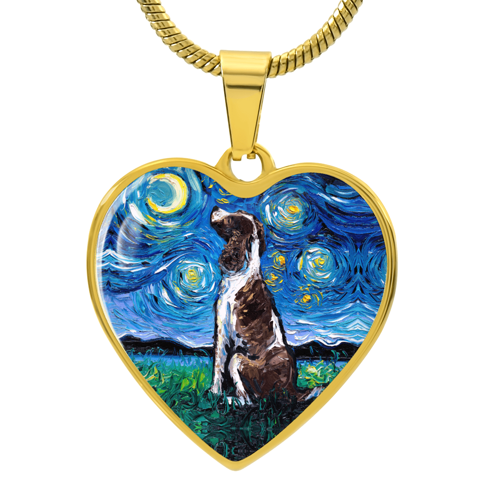 English Springer Spaniel Starry Night Heart Necklace
