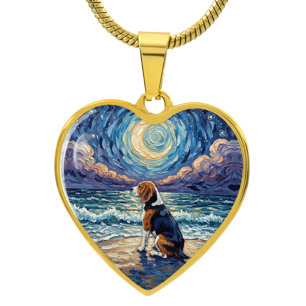 Beach Night - Beagle Heart Necklace