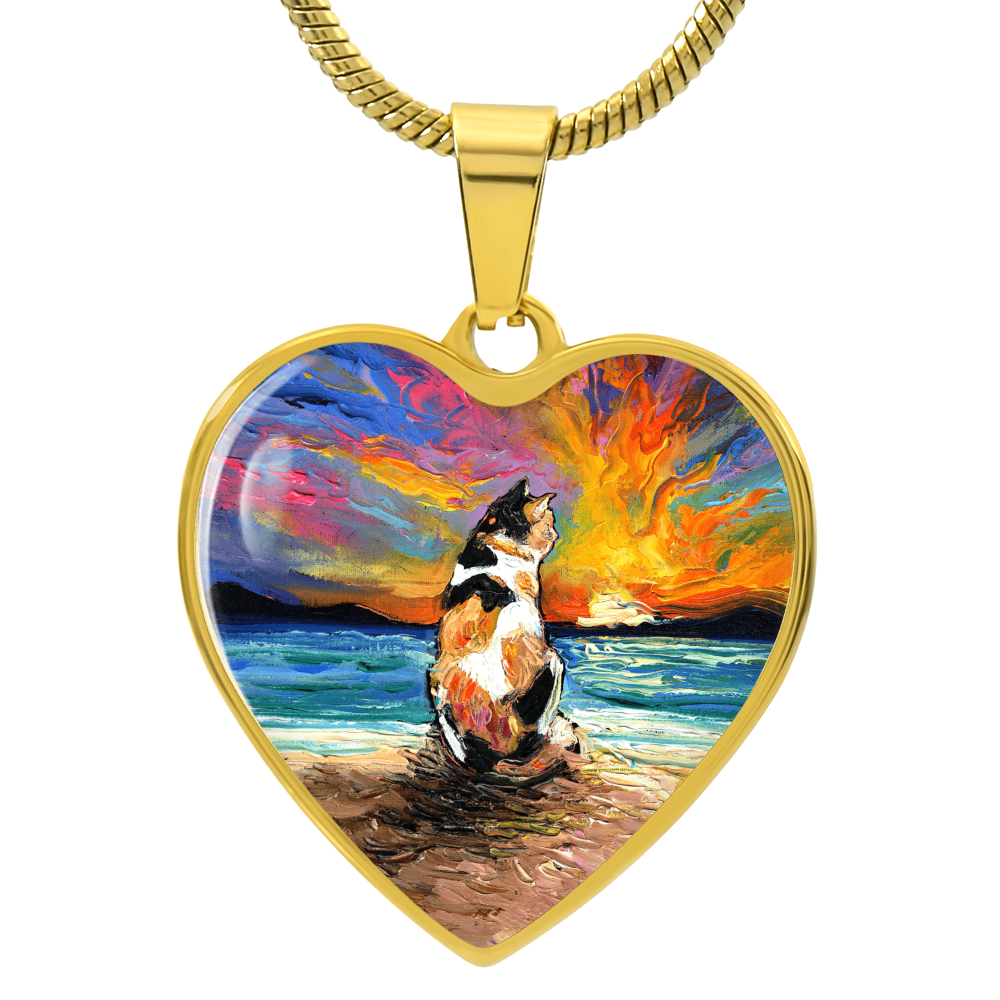 Beach Days - Calico Cat Heart Necklace
