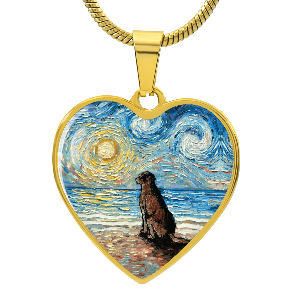 Beach Days - Chocolate Lab Starry Night Heart Necklace