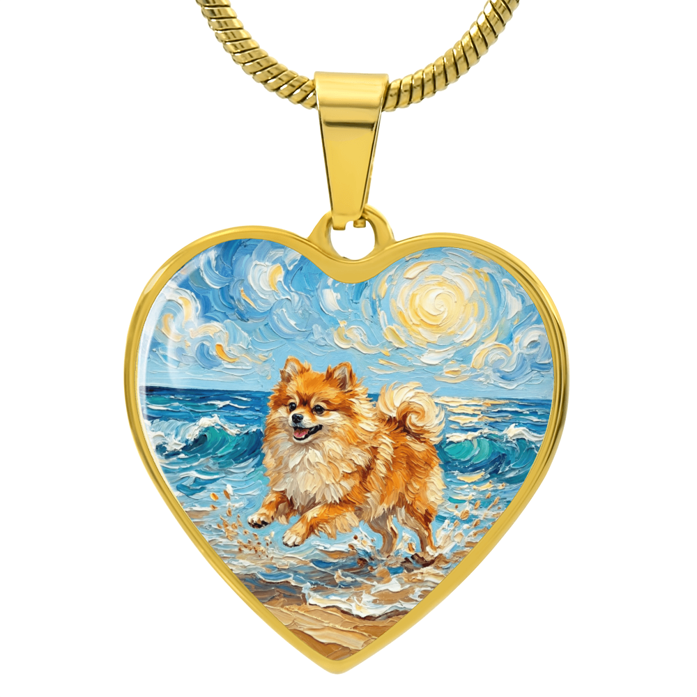Beach Day - Pomeranian Heart Necklace