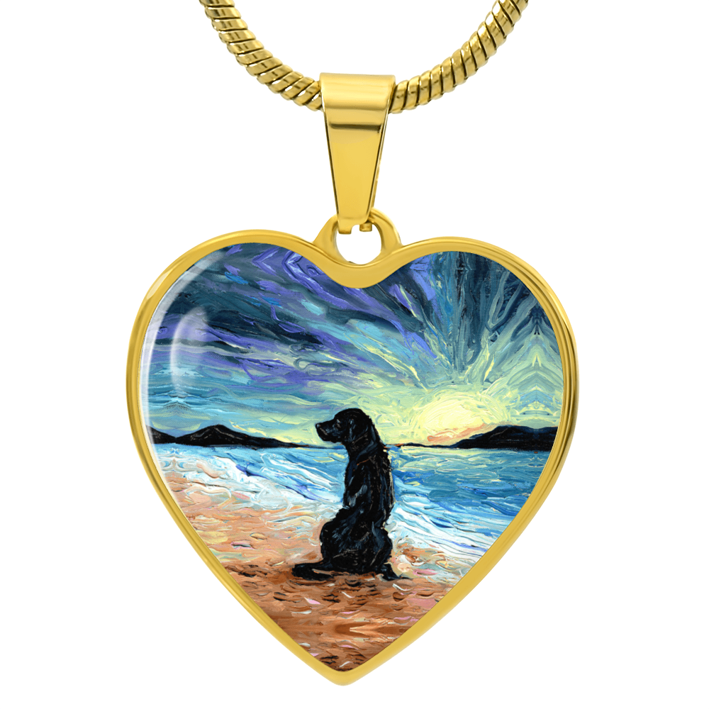 Beach Days - Black Labrador Heart Necklace