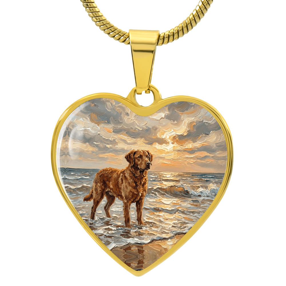 Beach Day - Chesapeake Bay Retriever Heart Necklace
