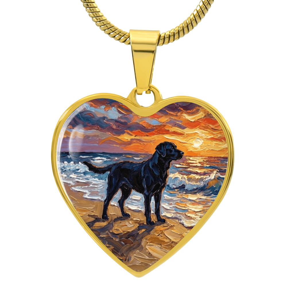 Summer Sunset - Black Labrador Heart Necklace