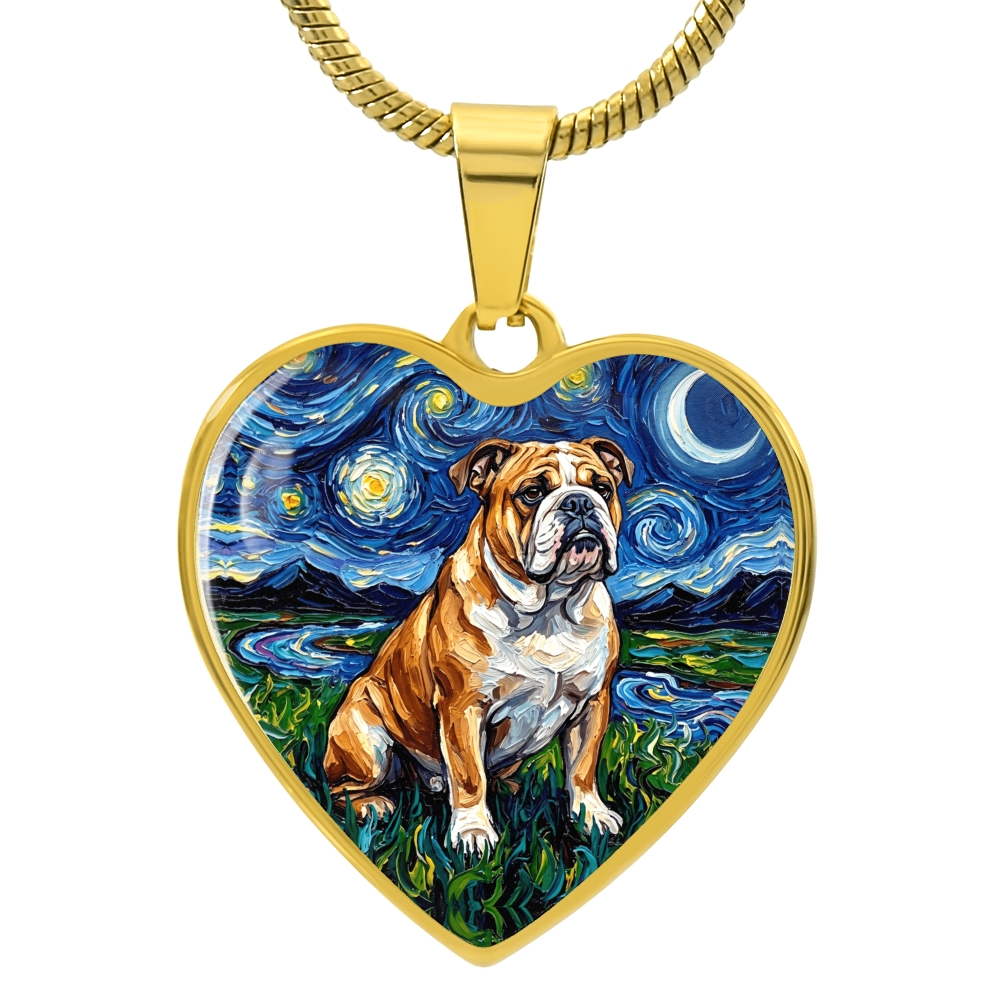 Bulldog Night Heart Necklace