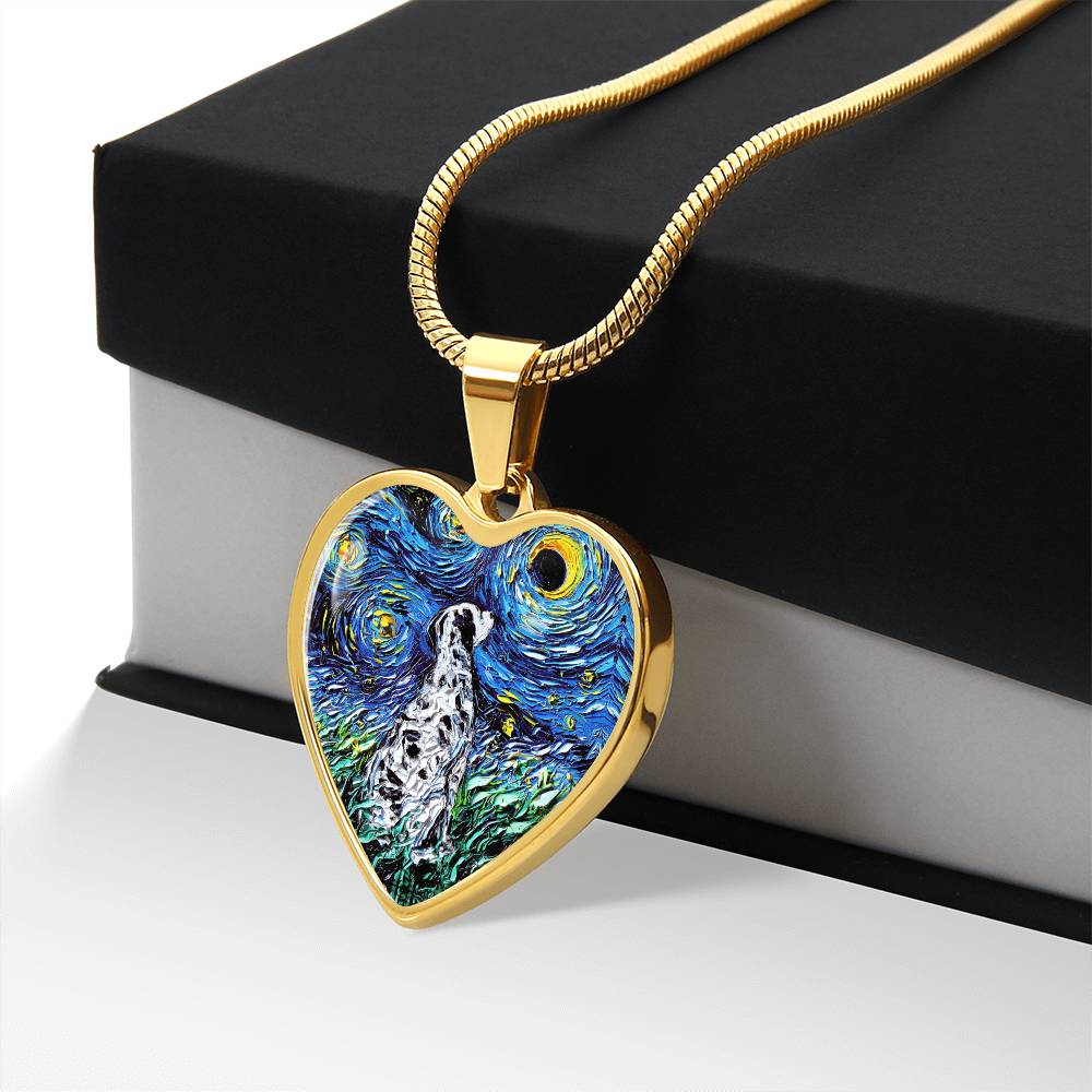 Dalmatian Starry Night Heart Necklace