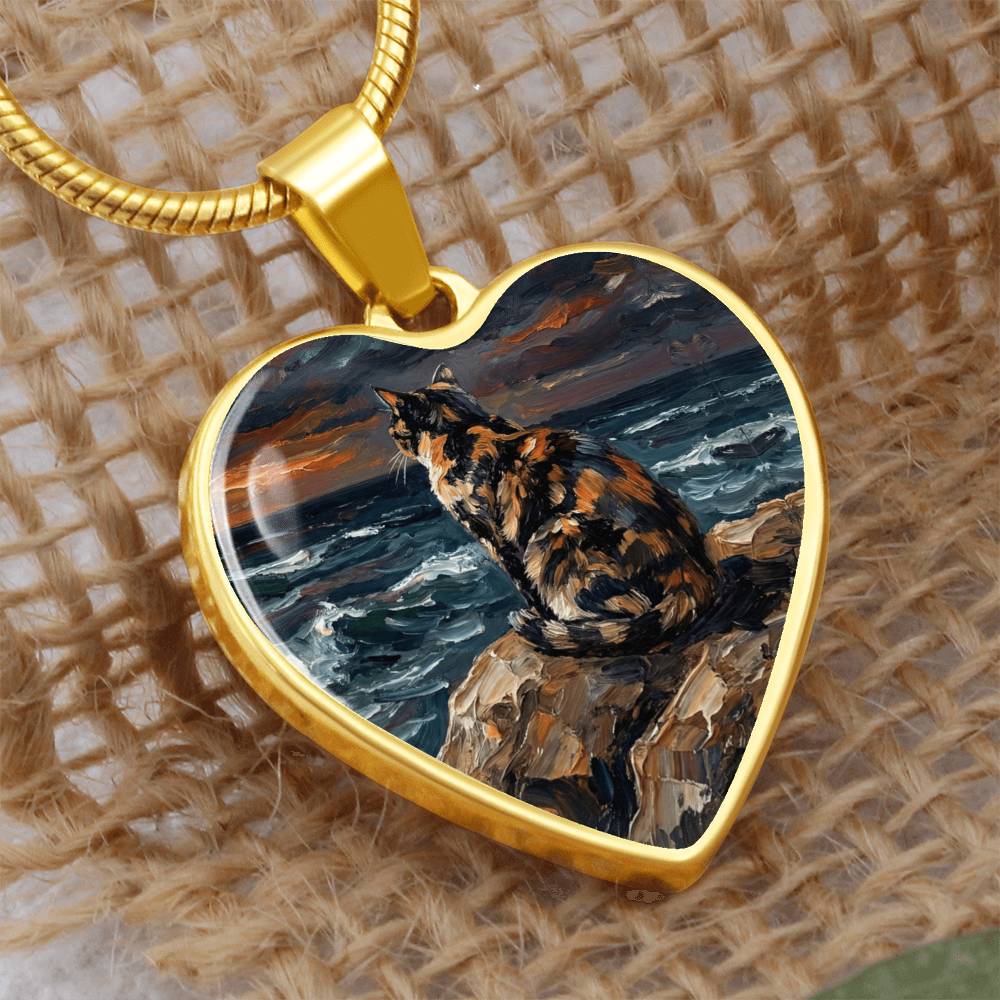 Beach Night - Tortie Heart Necklace