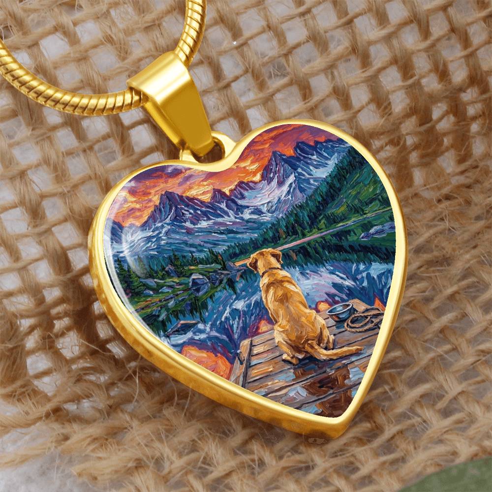 On The Dock - Yellow Labrador Heart Necklace