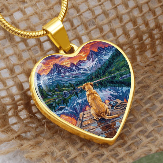 On The Dock - Yellow Labrador Heart Necklace
